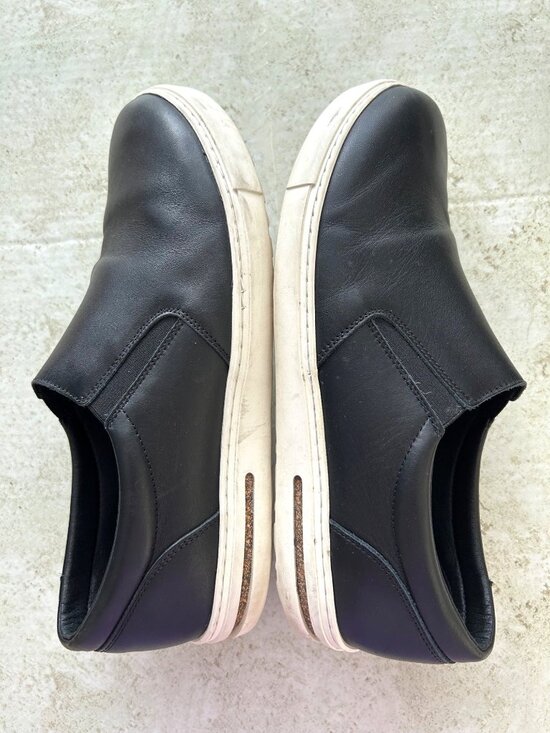 Birkenstock Men\'s Sz 44 Black Oswego Leather Slip-On Shoes With White Soles main image 9